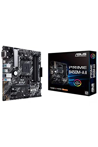 Asus Prime B450M-A II Mainboard Sockel AM4 (mATX, AMD Ryzen, DDR4-Speicher, M.2, SATA 6Gbit/s, USB 3.1 Gen 2 Typ-A. Aura Sync)