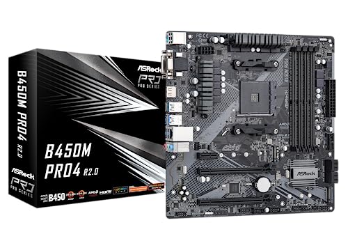 ASRock B450M Pro4 R2.0 AMD B450 Socket AM4 Micro ATX